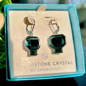 Touchstone Crystal Emerald Earrings Pretty & New in the Box-Never Worn